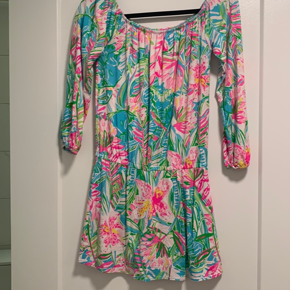 Lilly Pulitzer NWOT Lana Off-the-Shoulder Floral Romper Sz XS